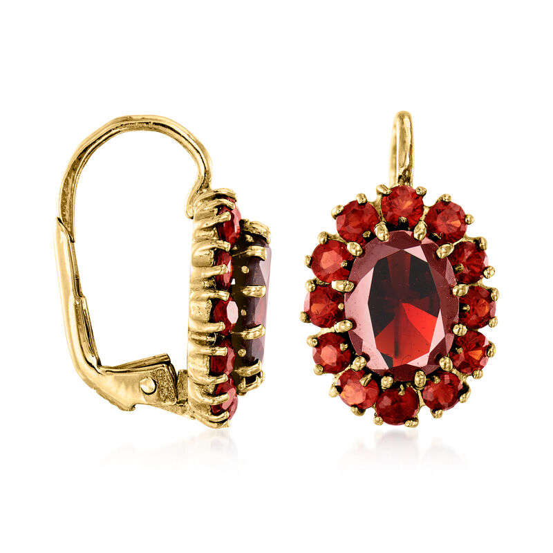 C. 1975 Vintage 3.50 ct. t.w. Garnet Cluster Drop Earrings in 18kt Yellow Gold image number 2