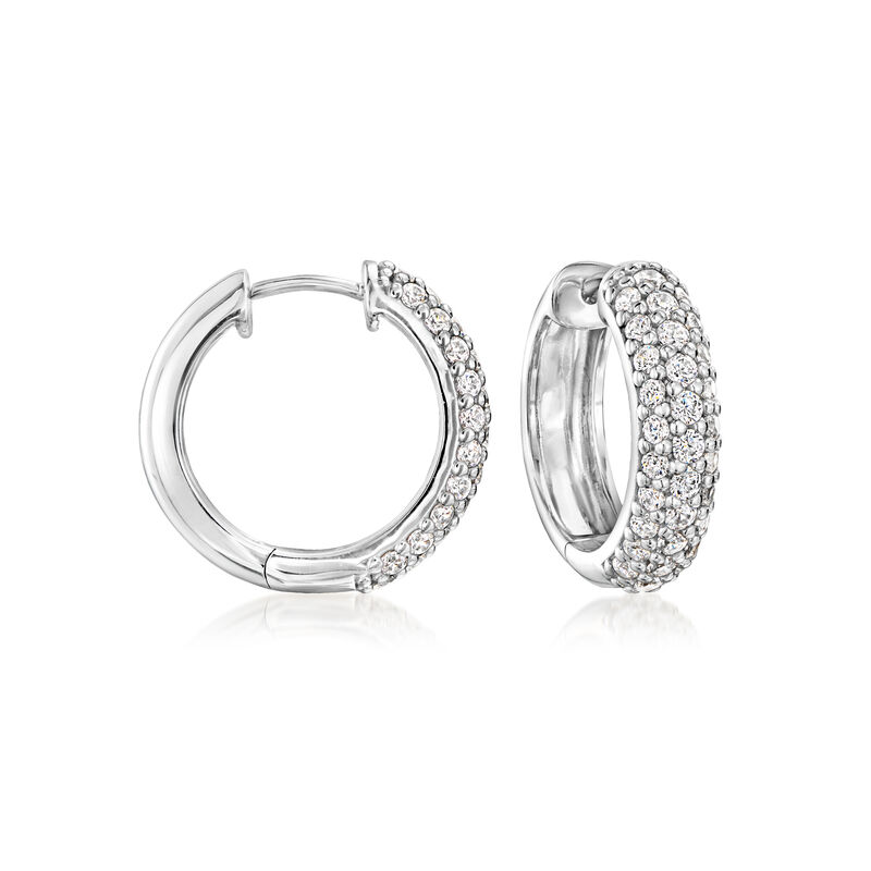 1.60 ct. t.w. CZ Hoop Earrings in Sterling Silver. 3/4&quot; image number 0