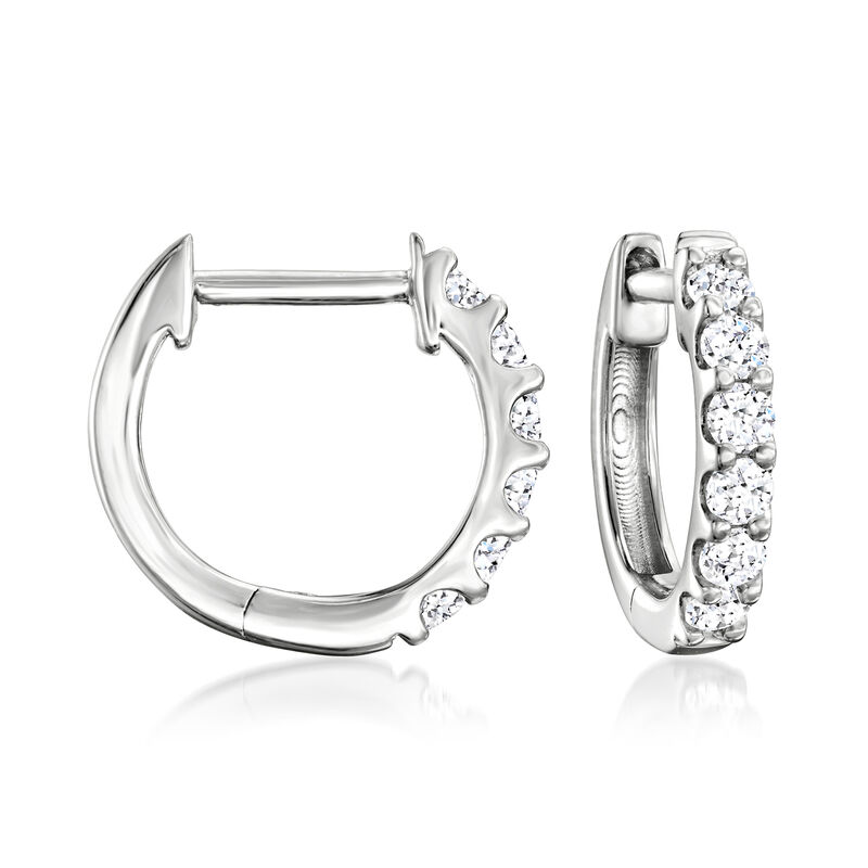 .25 ct. t.w. Lab-Grown Diamond Hoop Earrings in Sterling Silver. 3/8&quot; image number 0
