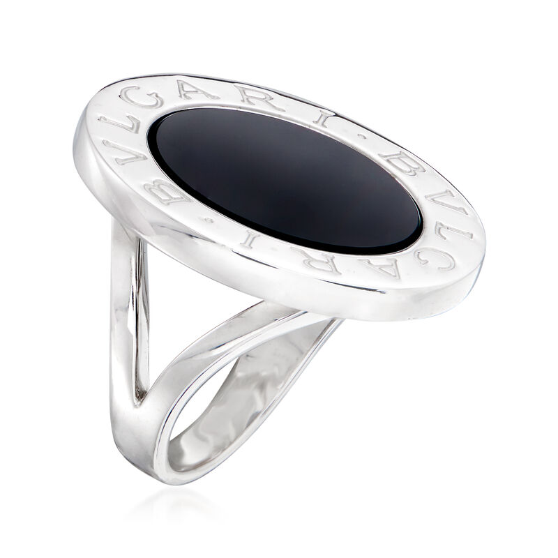 C. 1990 Vintage Bulgari Black Onyx Ring in 18kt White Gold image number 2