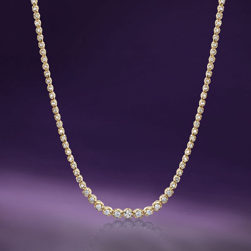 3.00 ct. t.w. Graduated Diamond Tennis Necklace in 14kt Yellow Gold image number 2