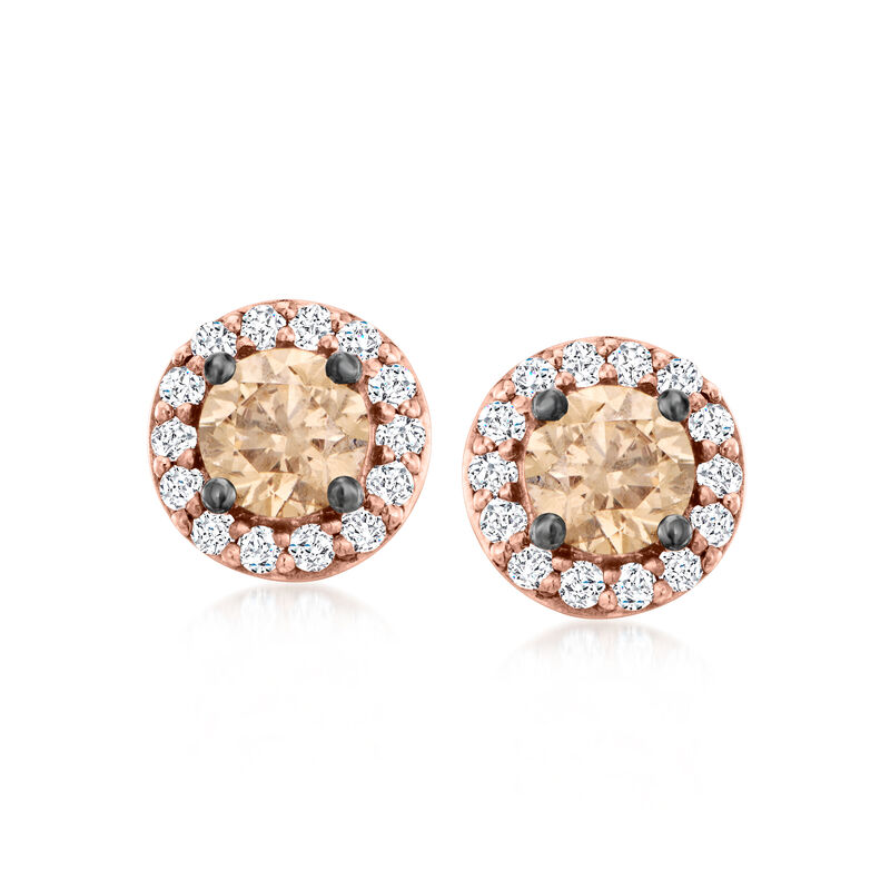 Le Vian &quot;Chocolatier&quot; .63 ct. t.w. Chocolate and Vanilla Diamond Earrings in 14kt Strawberry Gold image number 0