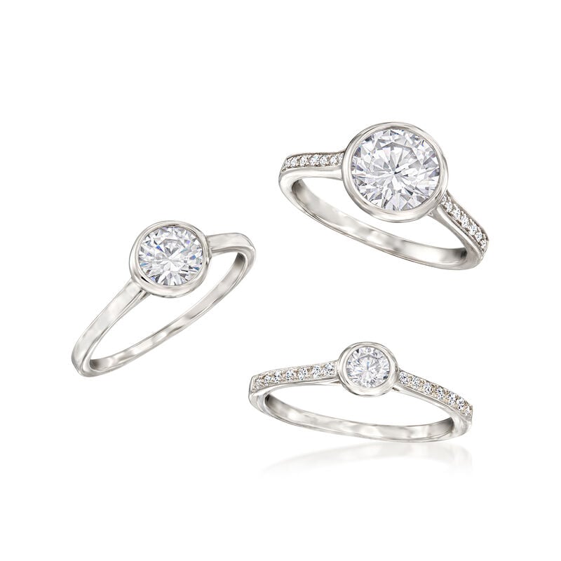3.25 ct. t.w. CZ Jewelry Set: Three Stackable Bezel Rings in Sterling Silver image number 3
