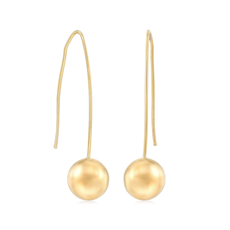 Italian 14kt Yellow Gold Bead Drop Earrings image number 2