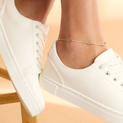 .60 ct. t.w. Multi-Gemstone Station Anklet in 14kt Yellow Gold