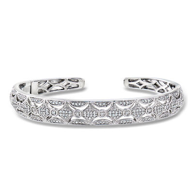 .75 ct. t.w. Diamond Crescent-Motif Cuff Bracelet in Sterling Silver