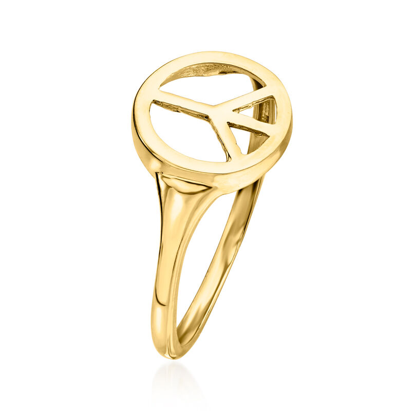 14kt Yellow Gold Peace Sign Ring image number 2