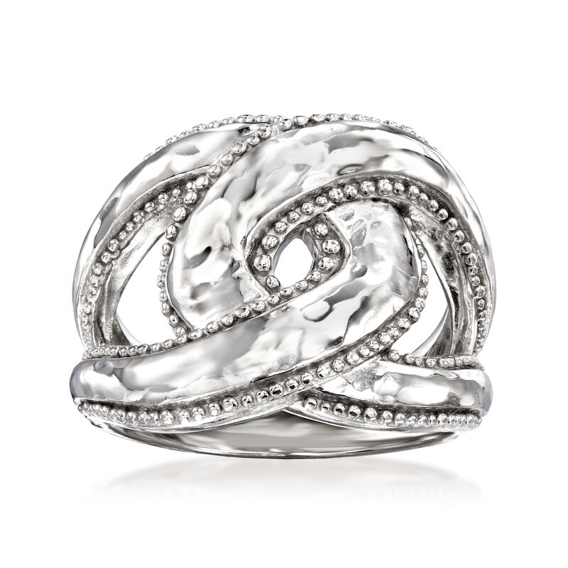 Sterling Silver Beaded-Edge Knot Ring image number 0