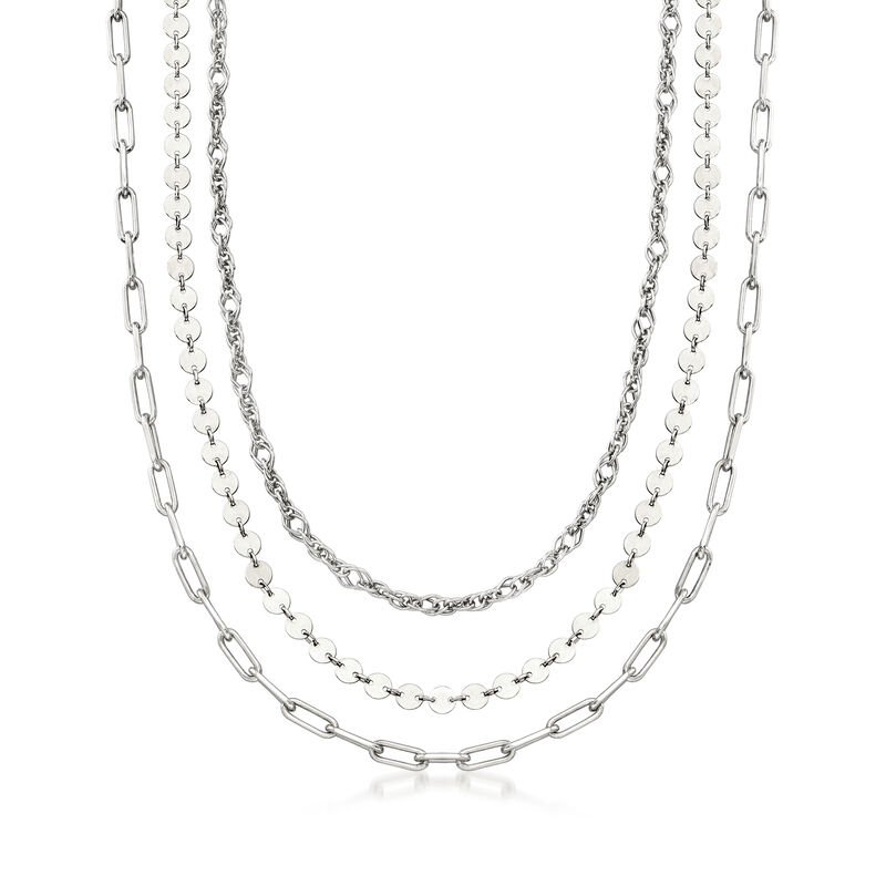 Sterling Silver Jewelry Set: Three Necklaces. 18" image number 1