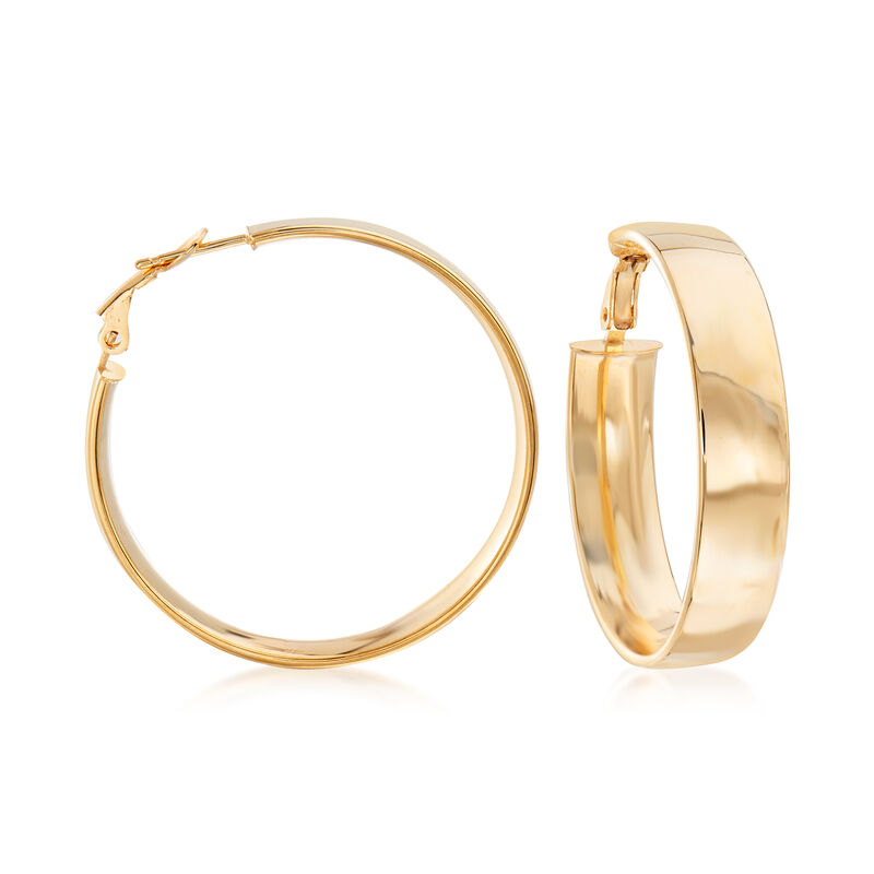 Italian 18kt Yellow Gold Hoop Earrings. 1 3/8&quot; image number 0
