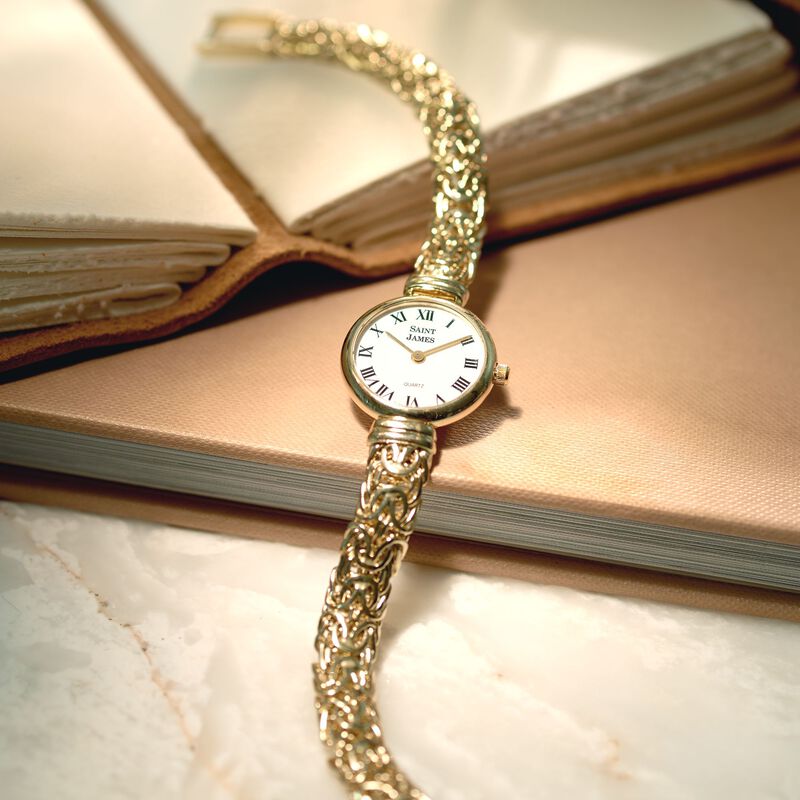 Saint James Women's 22mm 14kt Yellow Gold Byzantine Watch image number 2