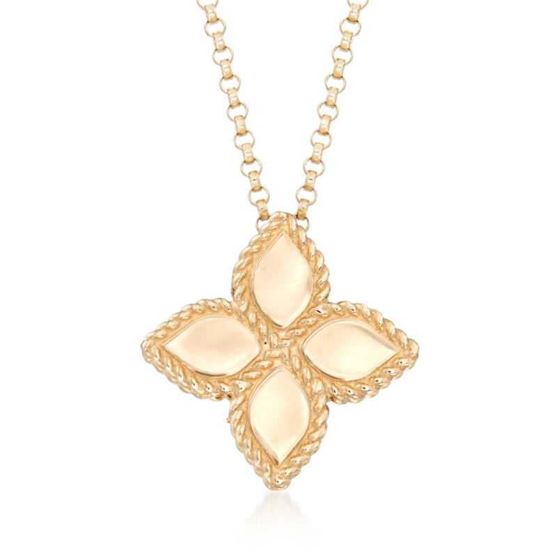 Roberto Coin &quot;Princess Flower&quot; 18kt Yellow Gold Flower Necklace. 16&quot; image number 1