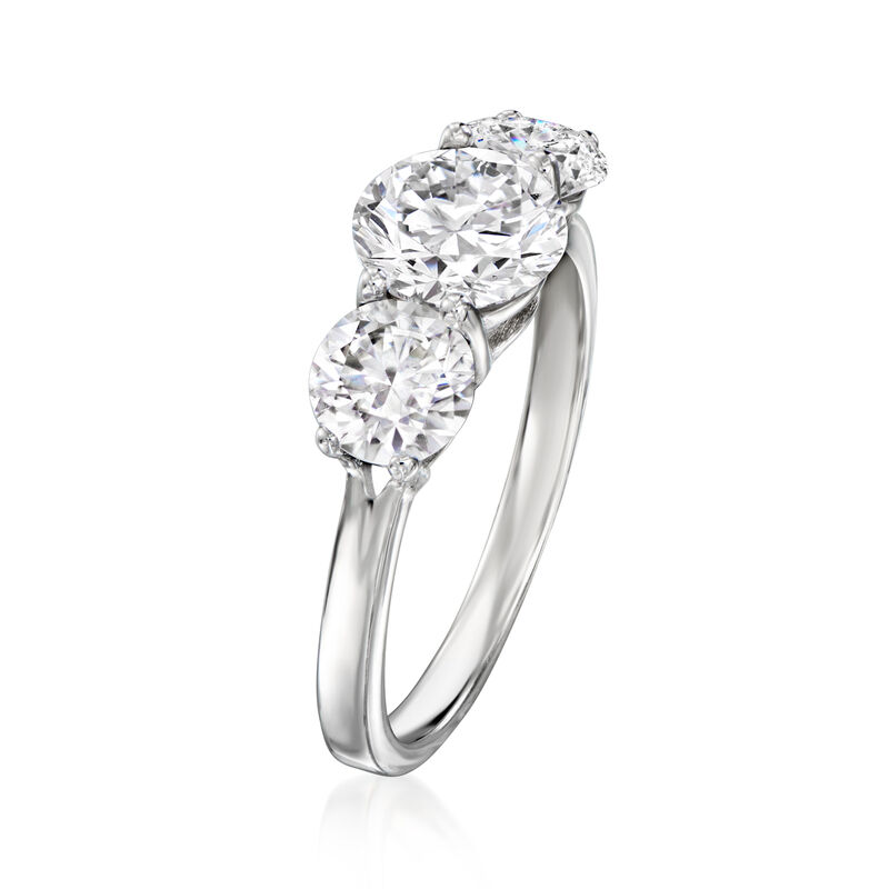 2.00 ct. t.w. CZ Three-Stone Ring in Sterling Silver image number 2