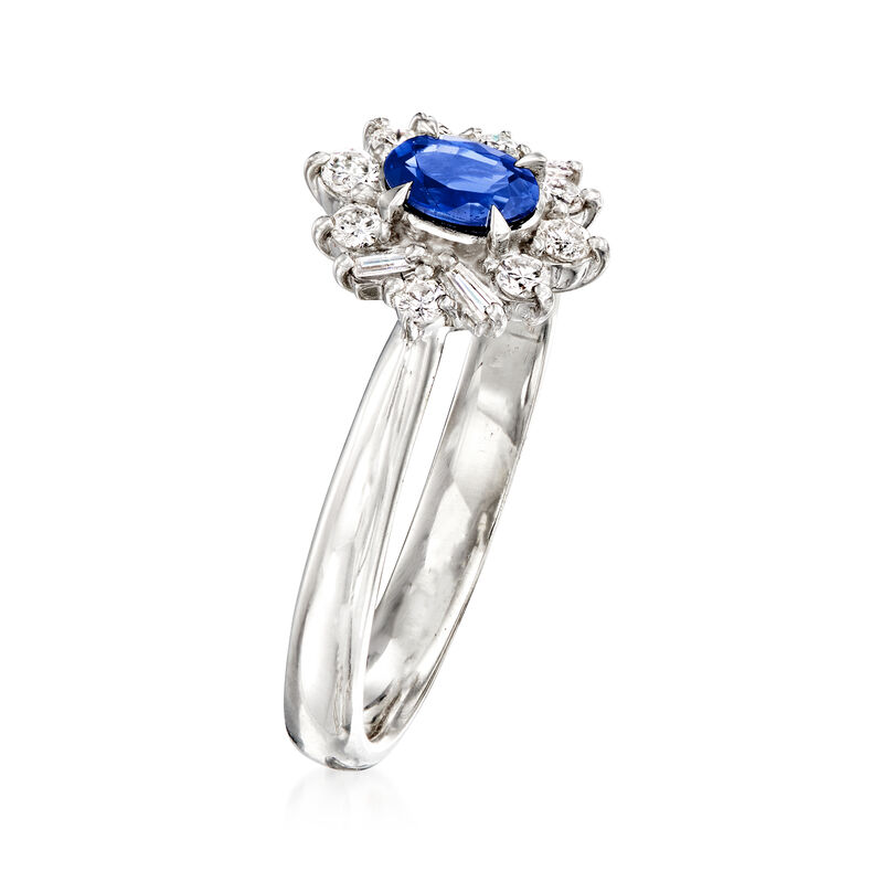 C. 1990 Vintage .31 Carat Sapphire Ring with .17 ct. t.w. Diamonds in Platinum. Size 5.75 image number 2