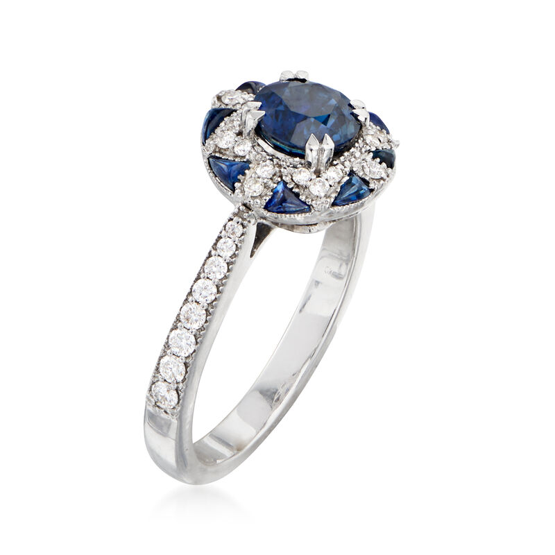 2.93 ct. t.w. Sapphire and .28 ct. t.w. Diamond Ring in 14kt White Gold. Size 7 image number 2