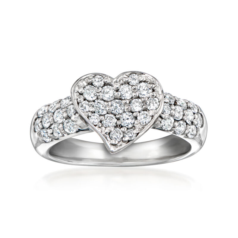 C. 1990 Vintage .90 ct. t.w. Diamond Heart Ring in Platinum. Size 6 image number 0