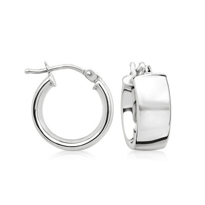 Italian 14kt White Gold Huggie Hoop Earrings