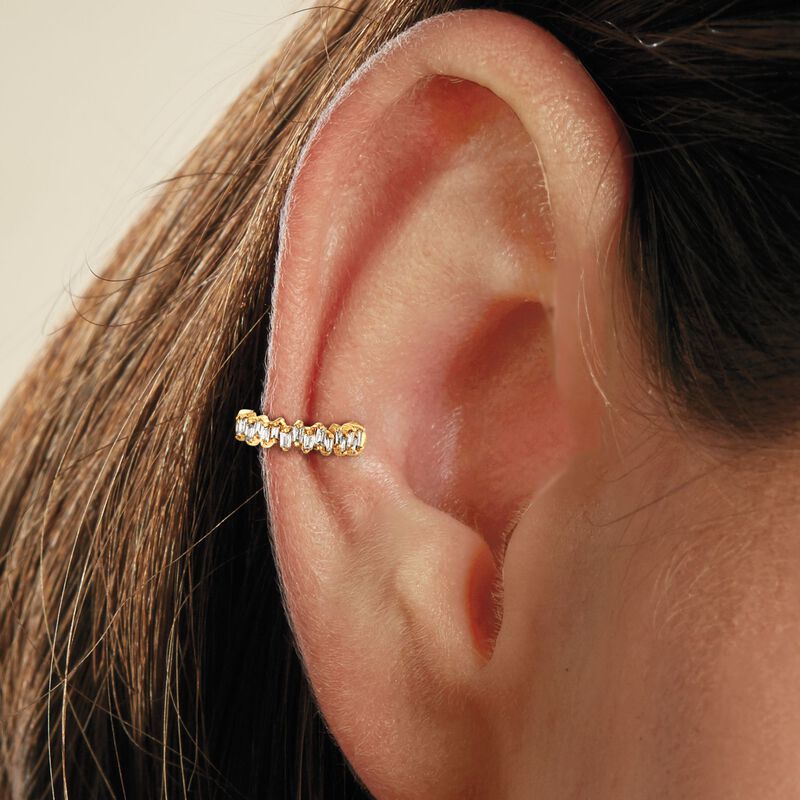.10 ct. t.w. Baguette Diamond Single Ear Cuff in 14kt Yellow Gold image number 3