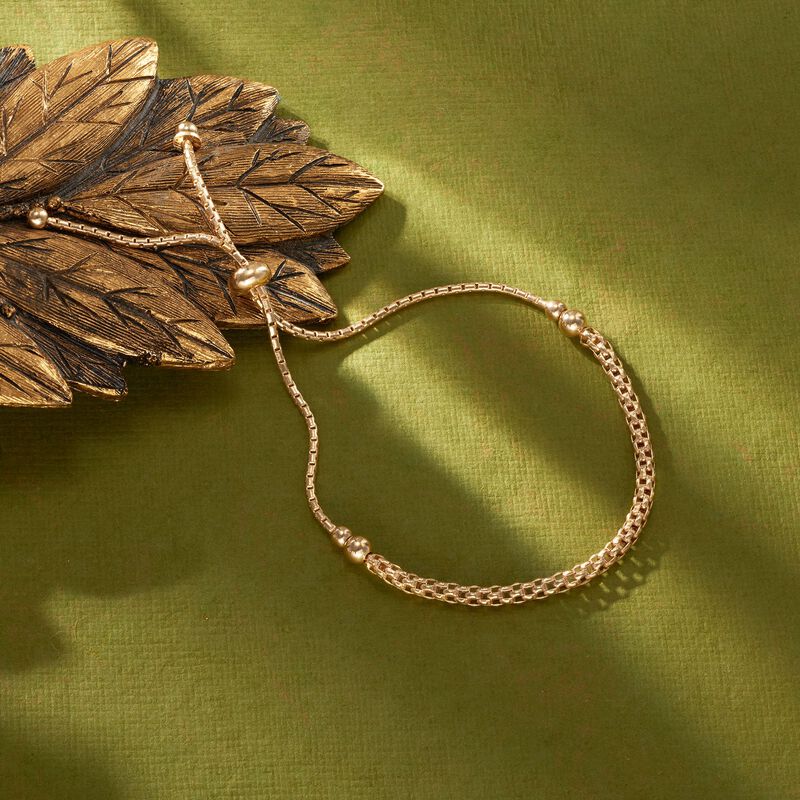 Italian 18kt Gold Over Sterling Mesh-Style Bolo Bracelet image number 4