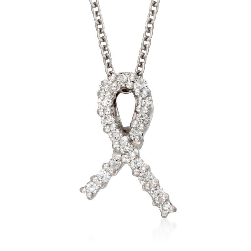 Roberto Coin Tiny Treasure &quot;Hope&quot; Diamond Accent Necklace in 18kt White Gold. 18&quot; image number 1