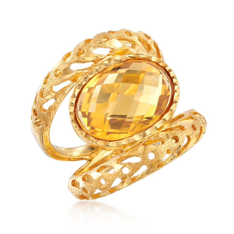 Italian 4.50 Carat Citrine Ring in 18kt Gold Over Sterling image number 3