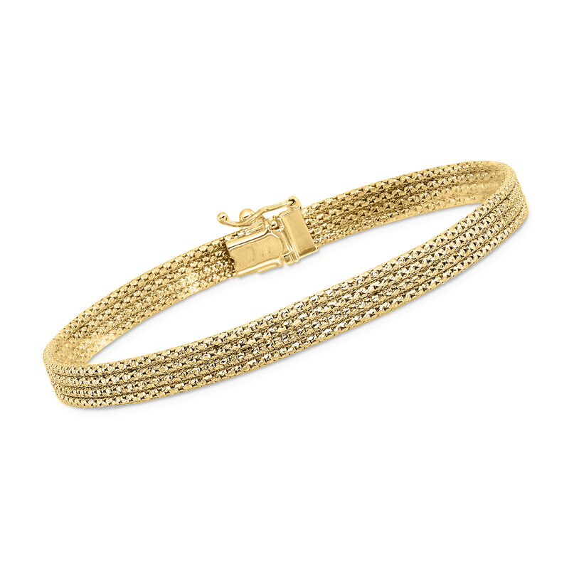 Italian 14kt Yellow Gold Multi-Row Popcorn-Chain Bracelet image number 0