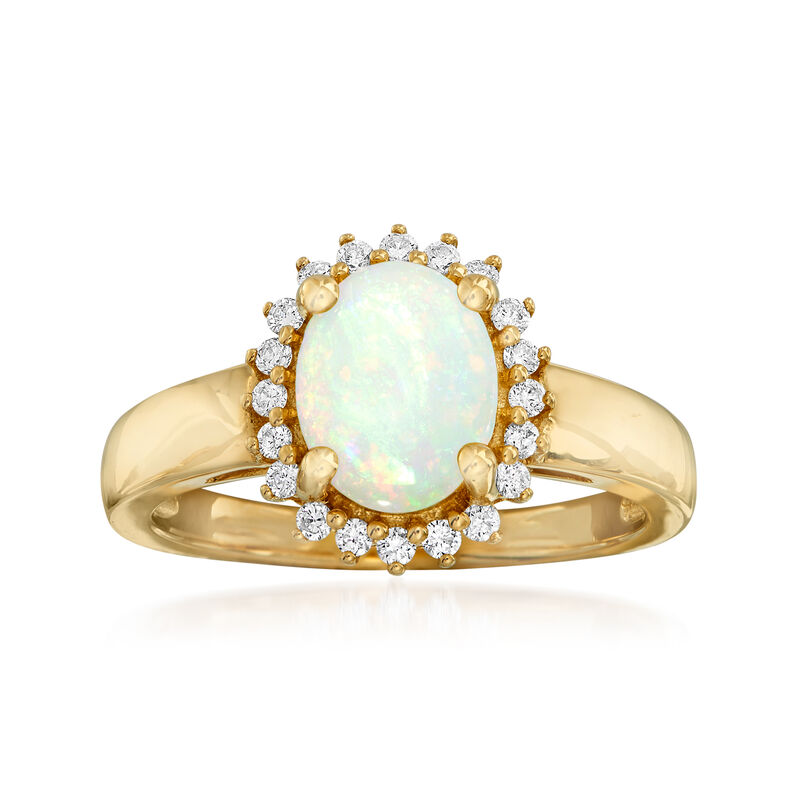 Opal and .20 ct. t.w. Diamond Ring in 14kt Yellow Gold image number 0