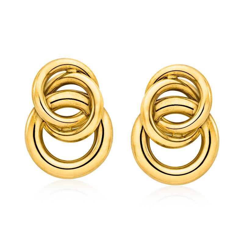 C. 1990 Vintage 18kt Yellow Gold Interlocking Circle Earrings  image number 0