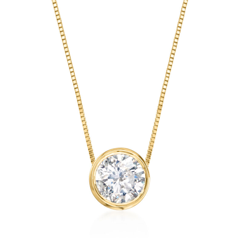 .75 Carat Bezel-Set Diamond Necklace in 14kt Yellow Gold image number 0