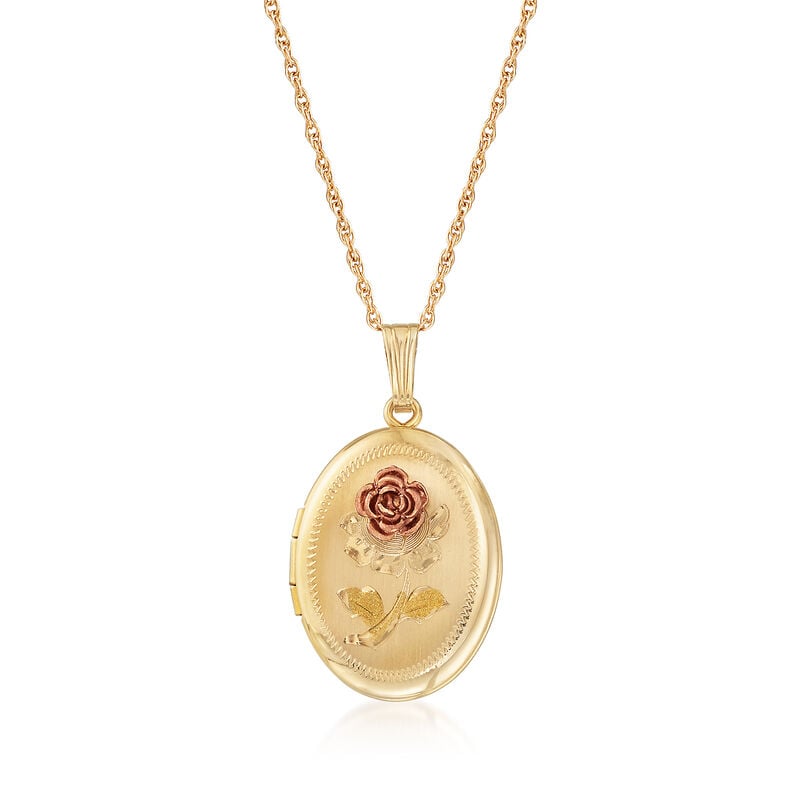 3d Rose Locket Pendant Necklace in 14kt Yellow Gold image number 0
