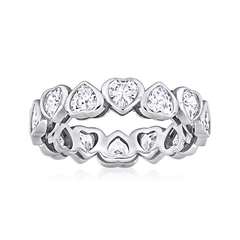 3.50 ct. t.w. Heart-Shaped CZ Eternity Band in Sterling Silver image number 0
