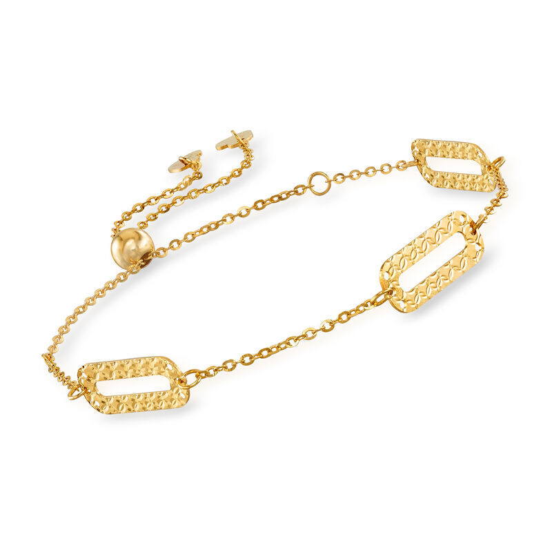 Italian 14kt Yellow Gold Paper Clip Link Bolo Bracelet image number 0