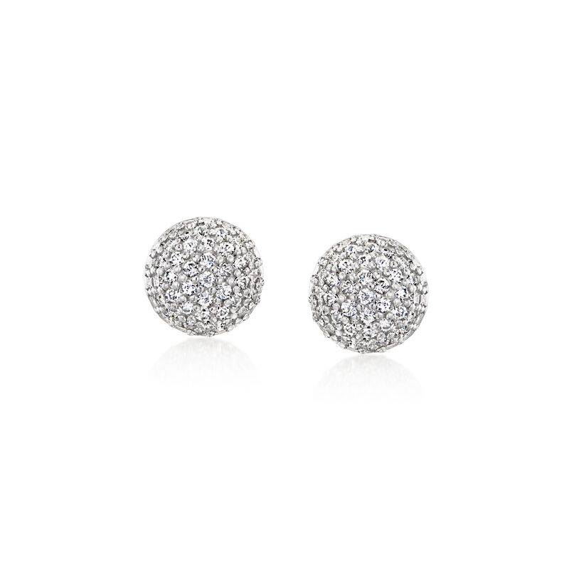 .90 ct. t.w. CZ Ball Earrings in Sterling Silver image number 2