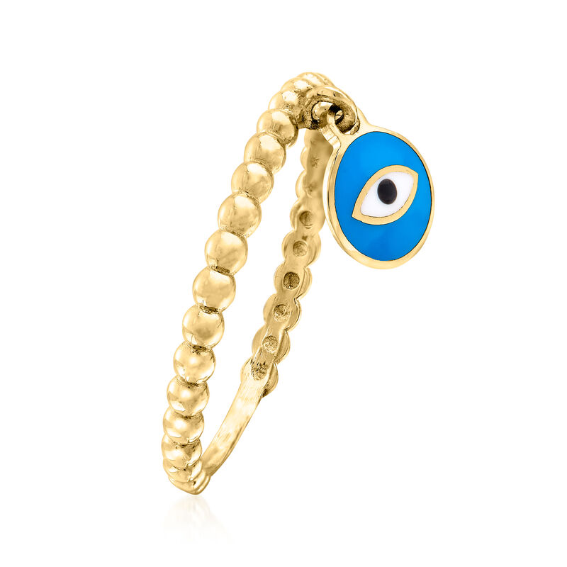 Multicolored Enamel Evil Eye Disc Ring in 14kt Yellow Gold image number 2