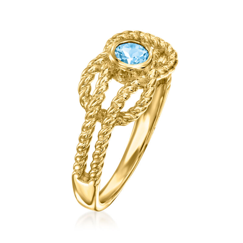.20 Carat Swiss Blue Topaz Roped Ring in 18kt Gold Over Sterling image number 2