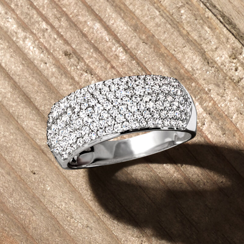 1.00 ct. t.w. Pave Diamond Ring in 14kt White Gold. Size 5 image number 3