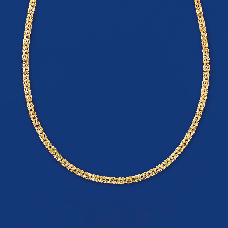4mm 14kt Yellow Gold Byzantine Necklace image number 9