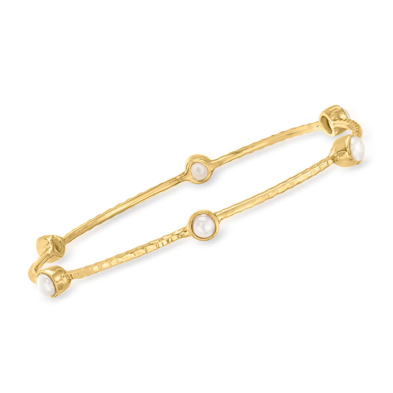 4-4.5mm Cultured Pearl Bangle Bracelet in 18kt Gold Over Sterling image number 0