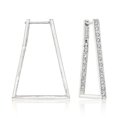 C. 2000 Vintage .20 ct. t.w. CZ Geometric Hoop Earrings in 14kt White Gold