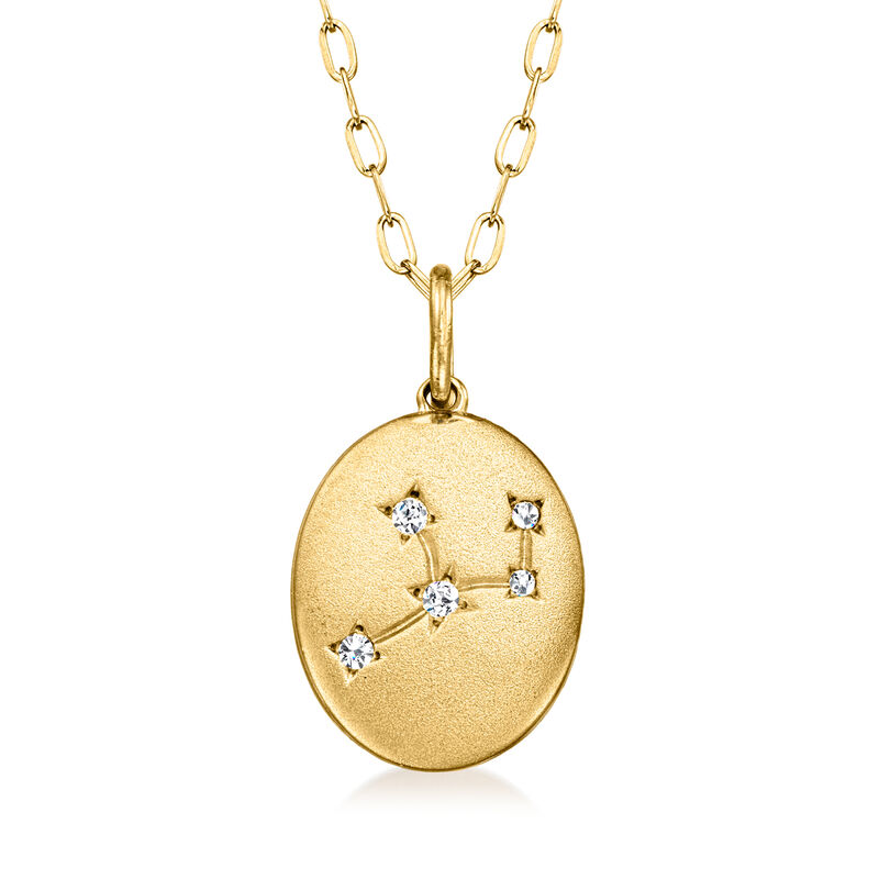 Virgo - Diamond Zodiac Constellation Pendant Necklace in 18kt Gold Over Sterling. 18" image number 0