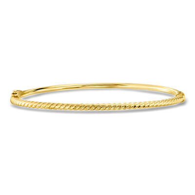 Italian 10kt Yellow Gold Ribbed Bangle Bracelet