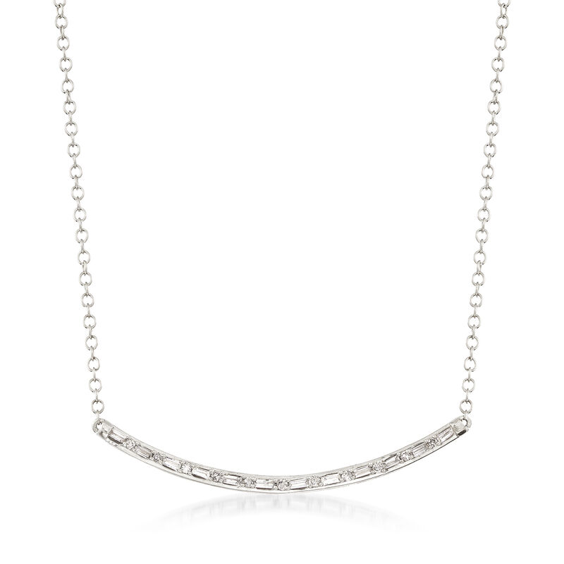 .18 Diamond Curved Bar Necklace in 14kt White Gold image number 0
