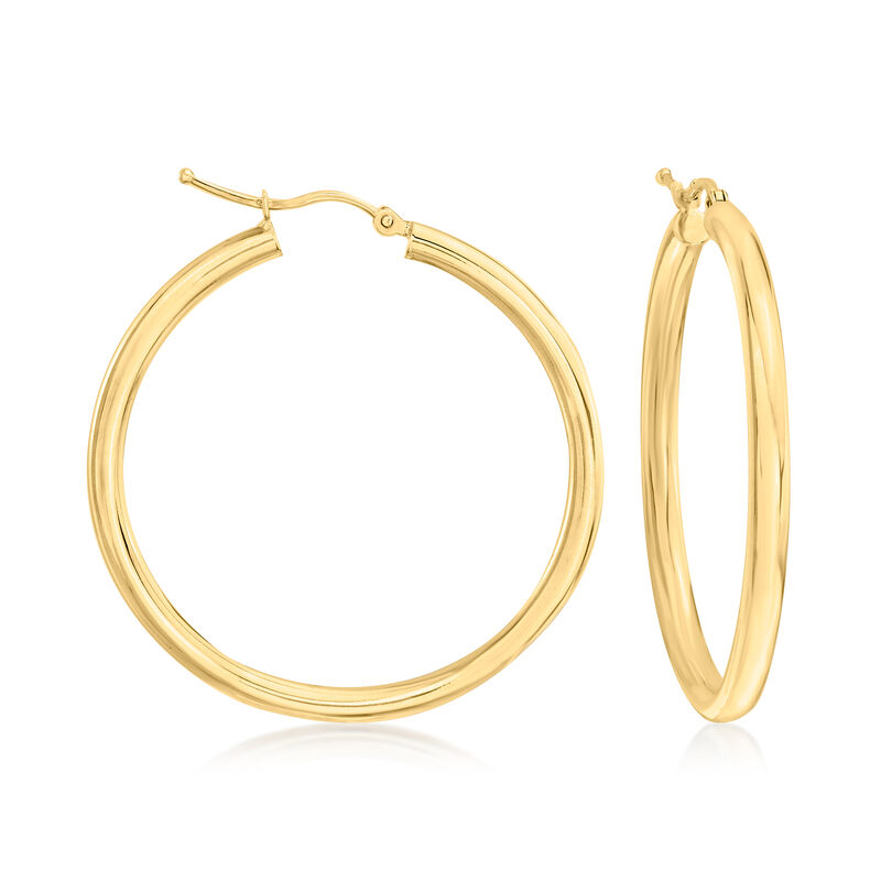 3mm 14kt Yellow Gold Medium Hoop Earrings image number 0