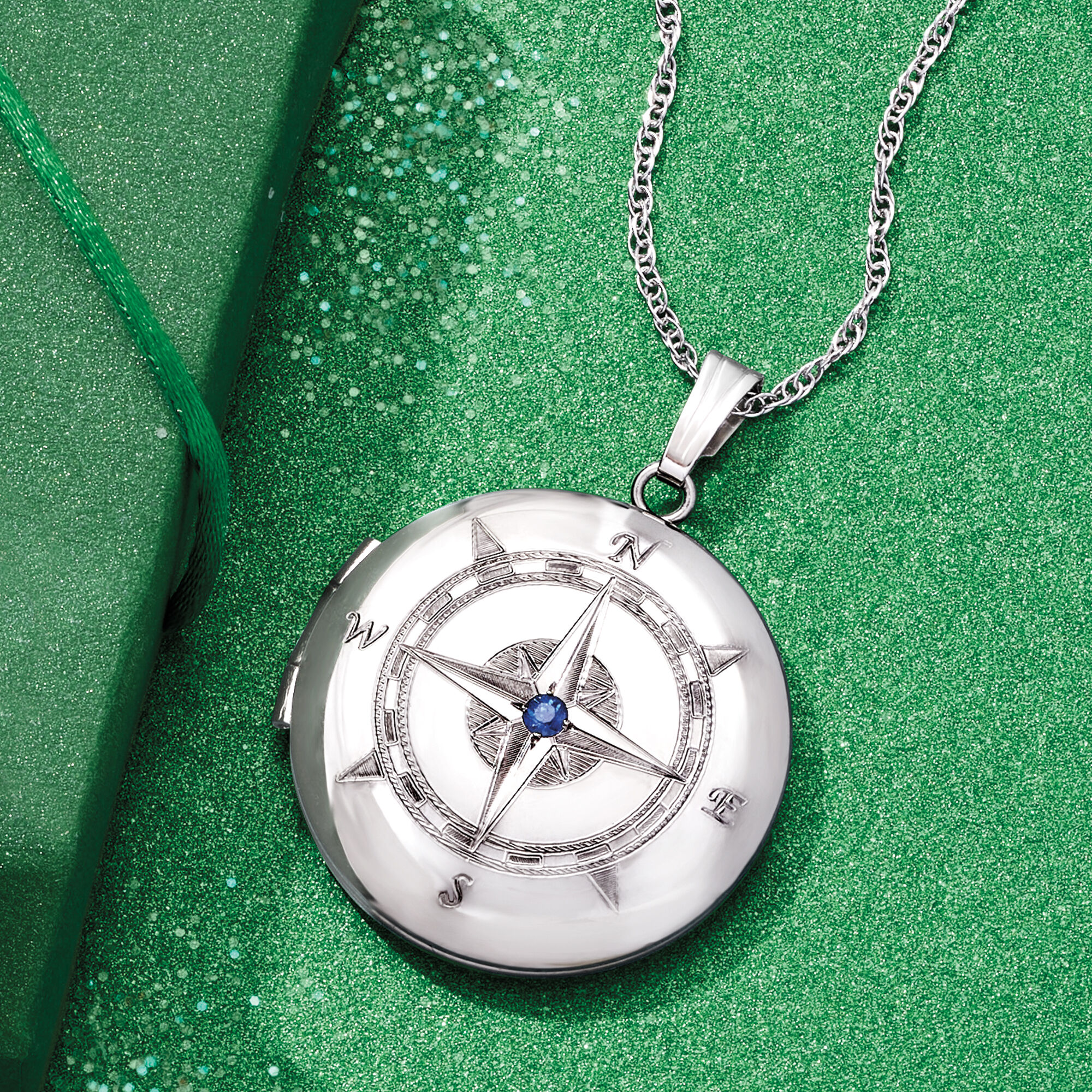 Sterling silver compass locket clearance