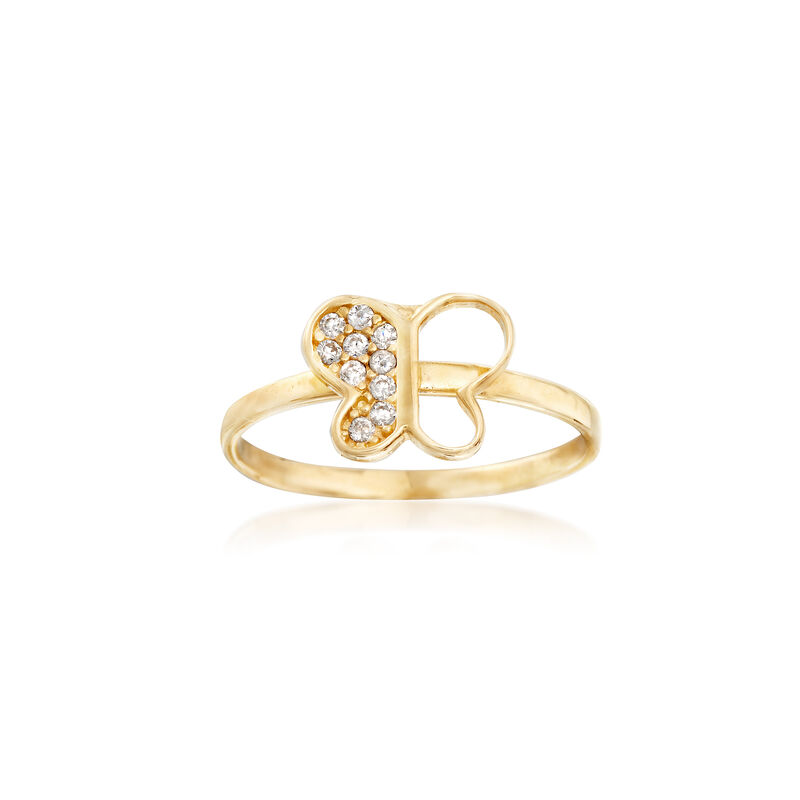 .80 ct. t.w. CZ Children's Jewelry Set: Butterfly Necklace, Earrings and Ring in 14kt Yellow Gold image number 3