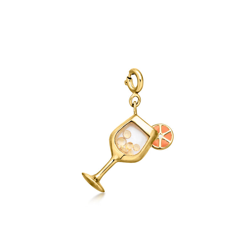 .20 ct. t.w. Citrine Tropical Drink Charm with Orange and White Enamel in 18kt Gold Over Sterling image number 1