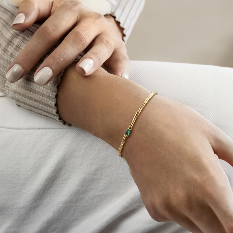 .20 Carat Lab-Grown Emerald Curb-Link Bracelet in 18kt Gold Vermeil image number 1
