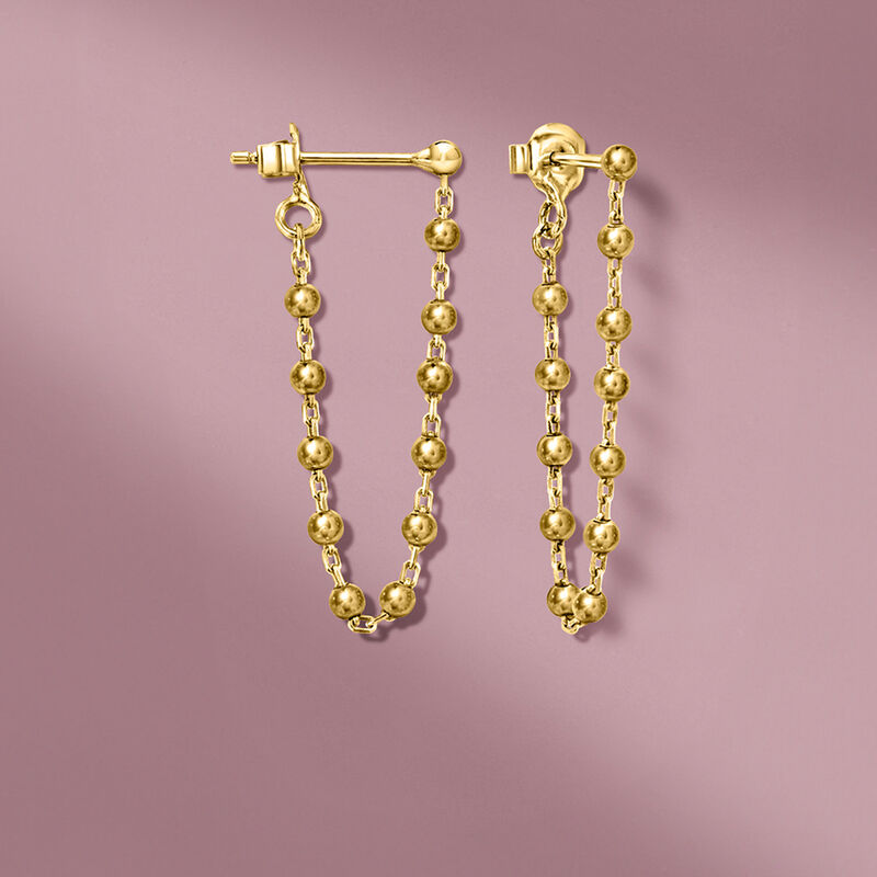 18kt Gold Vermeil Bead-Chain Drop Earrings image number 2