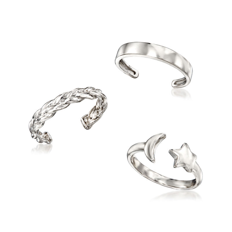 Sterling Silver Jewelry Set: Three Toe Rings  image number 4