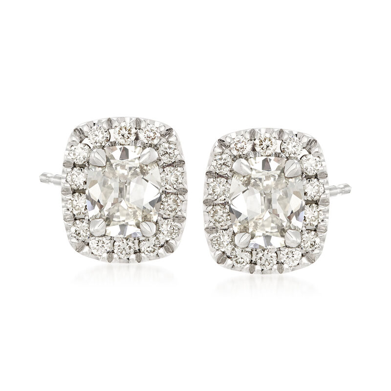 Henri Daussi 1.29 ct. t.w. Diamond Halo Stud Earrings in 18kt White Gold     image number 0